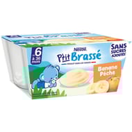 Nestlé p'tit brassé banane pêche 4x90g dès 6 mois