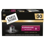 Carte  noire capsules alu type nespresso espresso intense n°9 x30 -165g