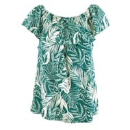 Tee shirt manches courtes femme GREEN AOP LEAF T38