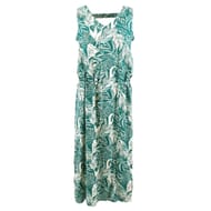 Robe longue fines bretelles GREEN AOP LEAF T50
