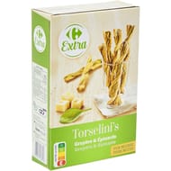 Carrefour extra torselini's biscuits apéritifs gruyère épinard 100g