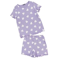 Pyjashort manches courtes fille PURPLE AOP HEART 10 ANS