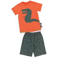 Pyjashort manches courtes garçon ORANGE/KAKI AOP 3 ANS