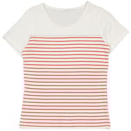 Tee shirt manches courtes femme ECRU RAYE ORANGE T38\40