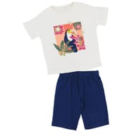 Pyjashort manches courtes fille ECRU/CORAIL 10 ANS