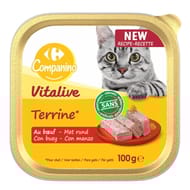 Carrefour companino terrine pour chat au boeuf 100g