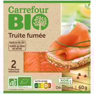 Carrefour bio 2 tranches truite fumée 60g