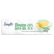 Simpl beurre demi sel 60% matière grasse 200g