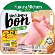 Fleury Michon jambon simplement bon sans couenne 8 tranches + 3 offertes lot 2 880g