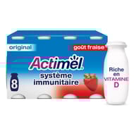 Danone Actimel lait fermenté à boire goût original et gout fraise 8x100g