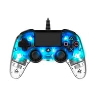 Manette ps4 filaire transparente bleue