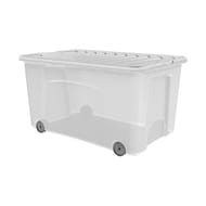 Carrefour Home boîte de rangement 50l avec roulettes