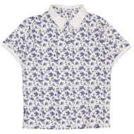 Polo manches courtes gaufre aop fleurs BLANC XXL