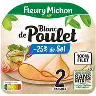 Fleury michon blanc de poulet sel réduit de 25% 2 tranches 80 g