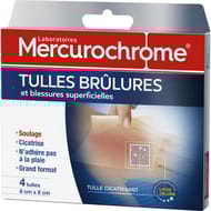 Mercurochrome tulle brûlure et blessure superficielle