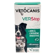 Vetocanis complément alimentaire contre les parasites intestinaux arôme viande 30 comprimés