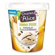 Charles & Alice sorbet poire chocolat et éclats d'amandes 300g