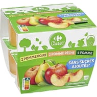 Carrefour classic' coupelles pommes poire pêche sans sucre ajoutés - 800g