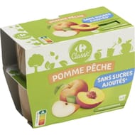 Carrefour classic' compotes pomme pêche sans sucre ajoutés x4 - 400g