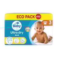 Carrefour baby couches bébé ultra dry 4-9 kg taille 3 x102