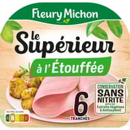 Fleury Michon jambon supérieur à l'étouffée conservation sans nitrite 6 tranches 210g