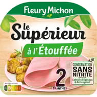 Fleury Michon jambon supérieur à l'étouffée conservation sans nitrite 2 tranches 70g