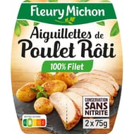 Fleury michon aiguillettes tranchées de poulet rôti conservation sans nitrite 2x75g 150g