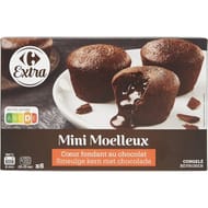 Carrefour extra 6 mini moelleux coeur fondant au chocolat 156g
