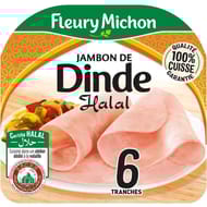 Fleury michon 6 tranches jambon de dinde halal soit 180g