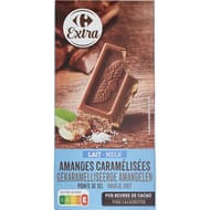 Carrefour extra chocolat lait amandes caramélisées pointe de sel 200g