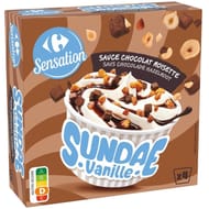 Carrefour sensation 4 sundae vanille chocolat noisette 204g