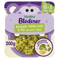 Blédina petit plats brocolis petits poids riz et curry doux dès 15mois 200gr