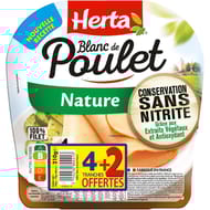 Herta blanc de poulet nature sans nitrite 4 tranches + 2 offertes 210g