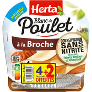 Herta blanc de poulet broche sans nitrite 4 tranches + 2 offertes 210g