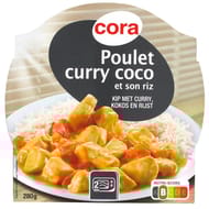 Cora poulet curry coco et son riz barquette 280g