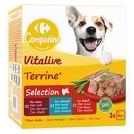 Carrefour companino terrines pour chien sélection aux viandes 3x300g