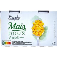 Simpl maïs doux grain nat s 1/4 x2 165 g