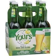 Carrefour bière sans alcool mojito saveur menthe citron yours  6x33cl