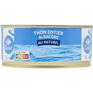 Carrefour classic' thon entier albacore au naturel 186g