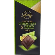 Carrefour sélection tablette chocolat noir saveur citron vert citron et gingembre -100g