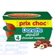 Danette mousse saveur noisette 4x60g prix choc