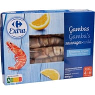 Carrefour coeur de marché crevettes entières crues 4/6 800g