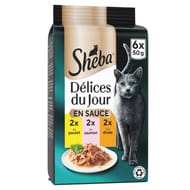 Sheba pâtée pour chat délices du jour au poulet et au saumon en sauce 6x60g