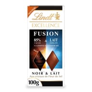 Lindt excellence fusion noir 85% fleur de sel et lait - 100g
