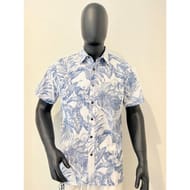 Chemise manches courtes homme FEUILLES BLEUES XXXL