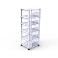 Carrefour home tour de rangement à roulettes transparente 5 tiroirs