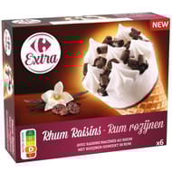 Carrefour extra 6 cônes rhum raisons 414g