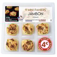 9 Mini paniers jambon fromage 115g prix rond stické