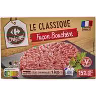 Carrefour le classique steak haché façon bouchère pur boeuf 15% mg 8x125g
