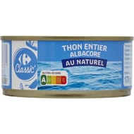 Carrefour classic' thon entier albacore au naturel - 140g
